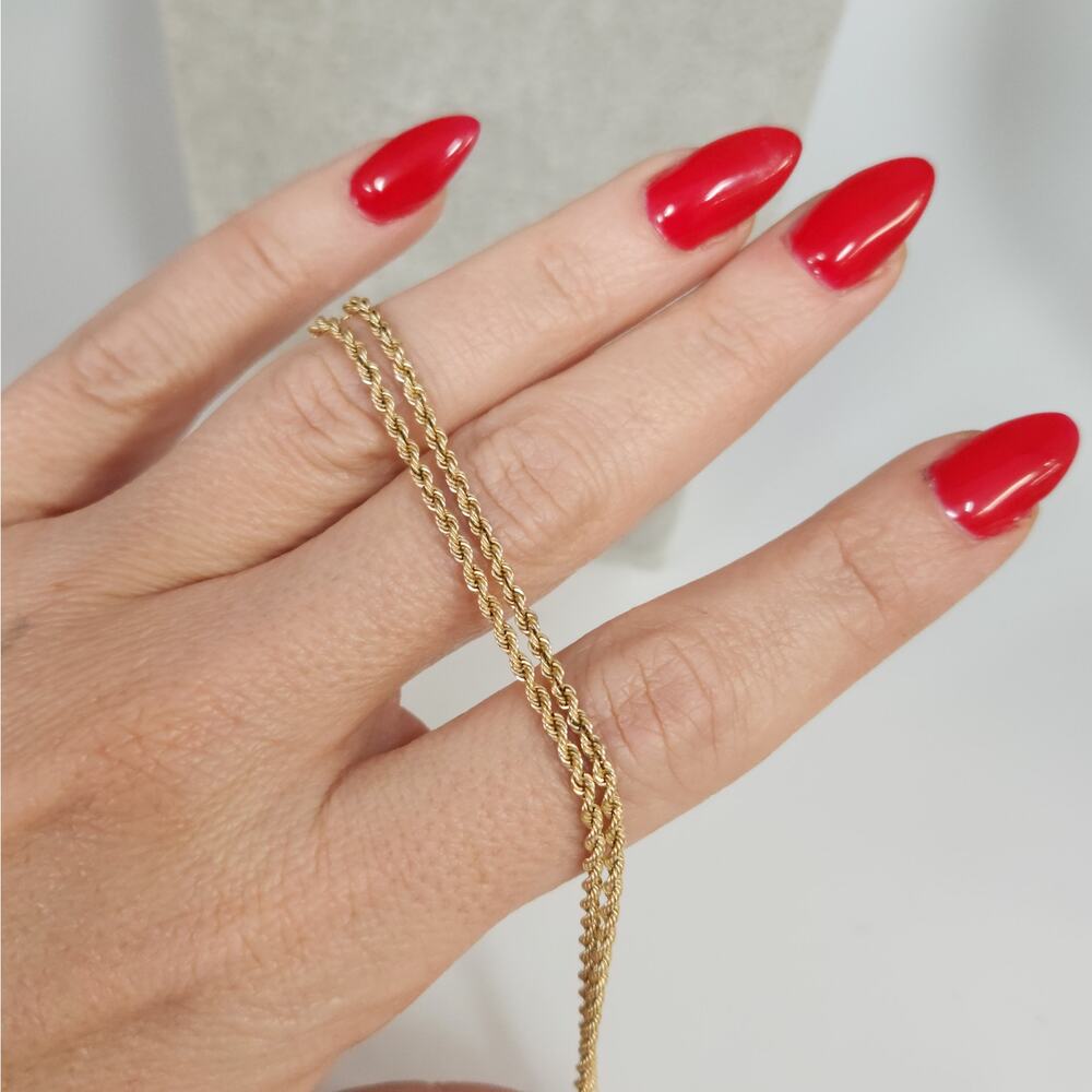 14k Yellow Gold Rope Chain Necklace 20in Classic Twist Link, Secure Barrel Clasp - Picture 4 of 11